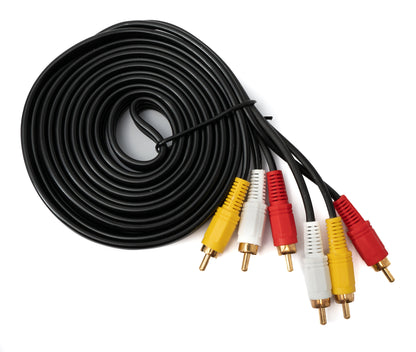 SYSTEM-S Cinch 3 RCA Kabel 3 m Stecker zu Stecker Stereo & Composite AV Schwarz