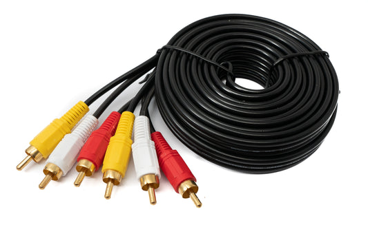 SYSTEM-S Cinch 3 RCA Kabel 5 m Stecker zu Stecker Stereo & Composite AV Schwarz