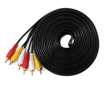 SYSTEM-S Cinch 3 RCA Kabel 10 m Stecker zu Stecker Stereo & Composite AV Schwarz