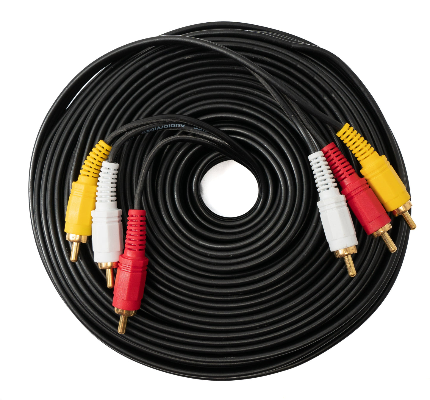 SYSTEM-S Cinch 3 RCA Kabel 20 m Stecker zu Stecker Stereo & Composite AV Schwarz