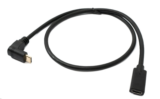 SYSTEM-S USB 3.1 Gen 2 cable 60 cm Type C male to female angled in black