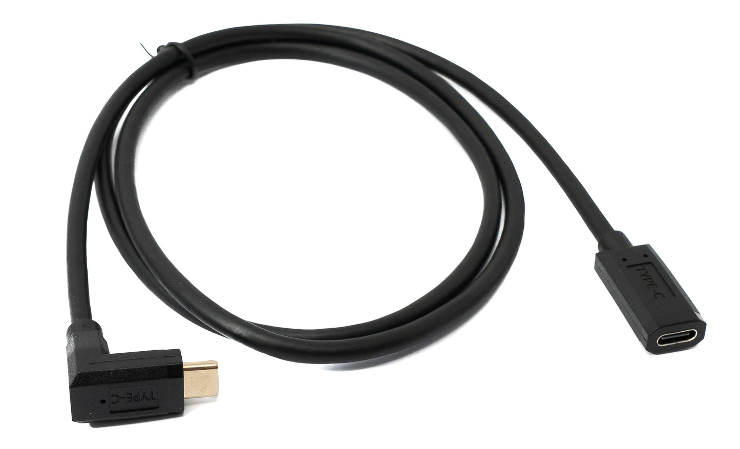 SYSTEM-S USB 3.1 Gen 2 Kabel 100 cm Typ C Stecker zu Buchse Winkel in Schwarz