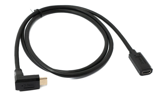 SYSTEM-S USB 3.1 Gen 2 Kabel 100 cm Typ C Stecker zu Buchse Winkel in Schwarz