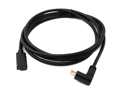 SYSTEM-S USB 3.1 Gen 2 cable 1.8 m Type C male to female angled in black