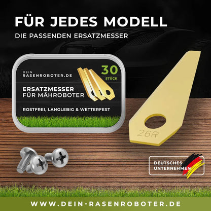 30 rostfreie Titan Ersatz-Messer-Klingen für Bosch Indego XS 300