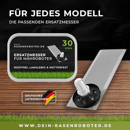30 rostfreie Edelstahl Ersatz-Messer-Klingen für Belrobotics BM-1050 BigMow