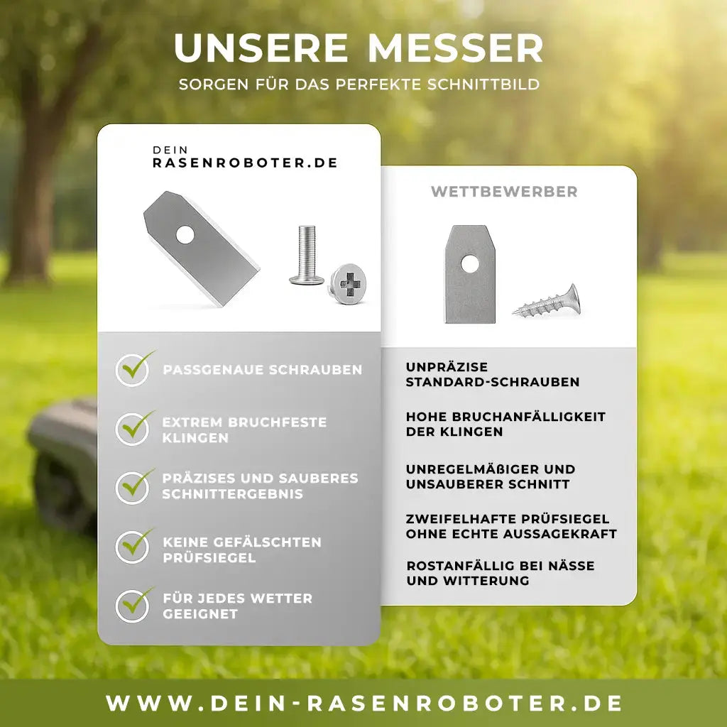 30x Edelstahl Messer für Sunseeker V1 | 36x18x0,9mm | Inkl. Schrauben