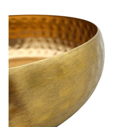 Metall Dekoschale Schale Metallschüssel rund gehämmert Hammerschlag gold 24 cm