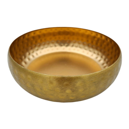 Metall Dekoschale Schale Metallschüssel rund gehämmert Hammerschlag gold 24 cm