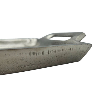 Metalltablett Tablett Serviertablett lang 59 cm Dekotablett silber mit Henkel