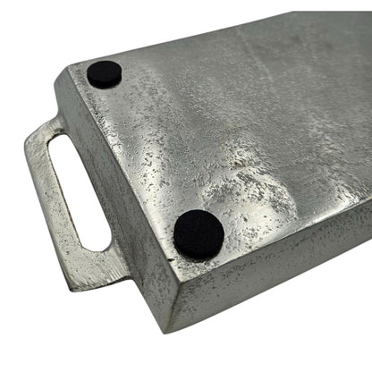 Metalltablett Tablett Serviertablett lang 59 cm Dekotablett silber mit Henkel