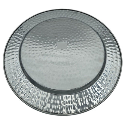 Dekoteller Kerzentablett Metallteller XXL 45 cm Hammerschlag silber Dekoschale