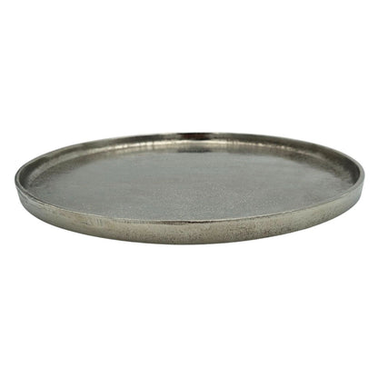 Deko Teller Schale silber rund 35 cm Kerzentablett Schale Metall Dekoration schwere Qualität