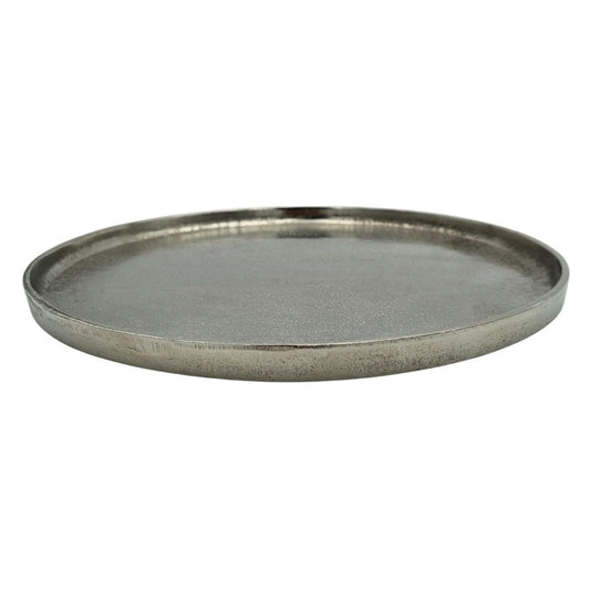 Deko Teller Schale silber rund 35 cm Kerzentablett Schale Metall Dekoration schwere Qualität
