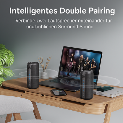 Bluetooth Lautsprecher 20W IPX6 Wasserdicht RGB Bass Boost TWS Stereo