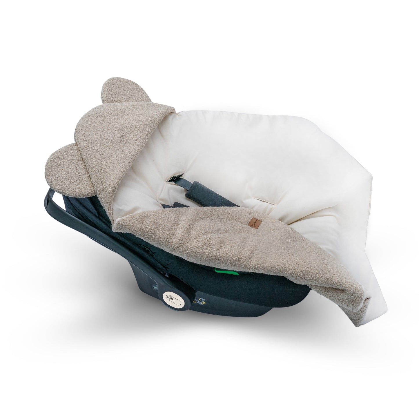 Einschlagdecke Teddystoff Boucle Teddyohren  – ideal für jede Autoschale