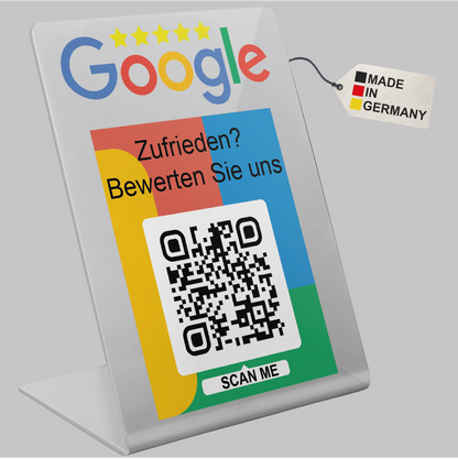 Google Bewertung Aufsteller Schild für Unternehmen Läden Shops Restaurants. QR Code und NFC V3