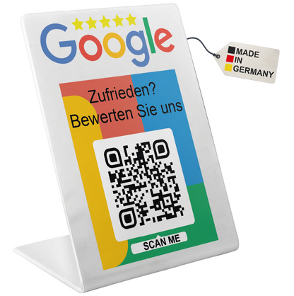 Google Bewertung Aufsteller Schild für Unternehmen Läden Shops Restaurants. QR Code und NFC V3