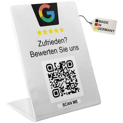 Google Bewertung Aufsteller Schild für Unternehmen Läden Shops Restaurants. QR Code und NFC V4