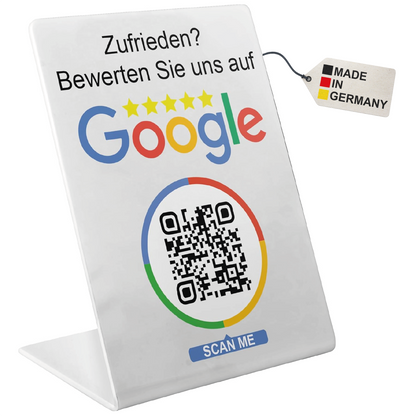 Google Bewertung Aufsteller mit QR Code und NFC für Unternehmen Läden Shops Restaurants.