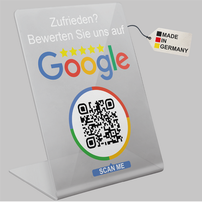 Google Bewertung Aufsteller mit QR Code und NFC für Unternehmen Läden Shops Restaurants.