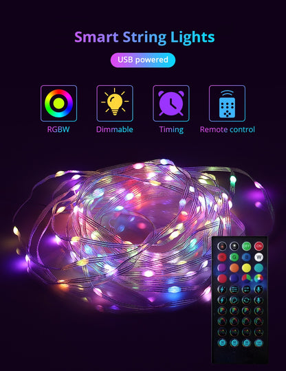 Fairy Lights Christmas Lights Smart LED Strip App Music Alexa RGB 5m USB Waterproof