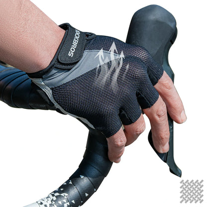 Fahrradhandschuhe Sommer, Atmungsaktive Halbfinger Handschuhe mit SBR Polsterung, rutschfest & Stoßdämpfend