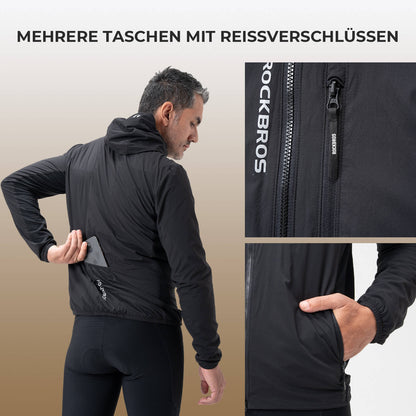 Fahrradjacke Herren Warm Winddicht Wasserabweisend Mit Fleece Reflektierend