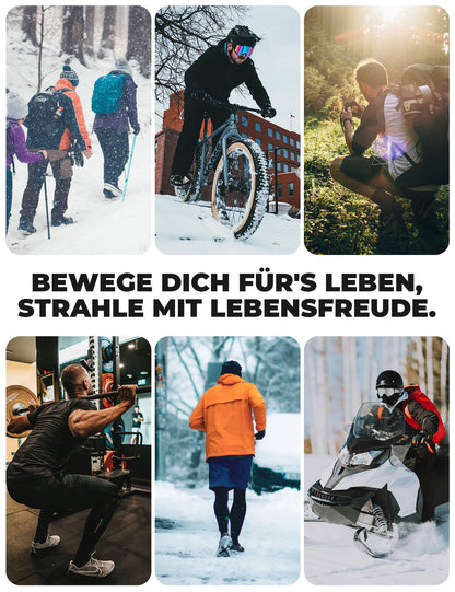 Fahrradtrikot Langarm Herren Winter Warm Fleece Radtrikot Atmungsaktiv Elastisch Mit 3 Taschen und Reflektierend