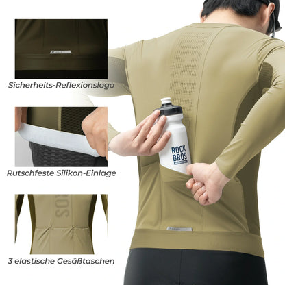 Fahrradtrikot Radtrikot Langarm Herren, Atmungsaktiv und Schnelltrocknend, Elastisches