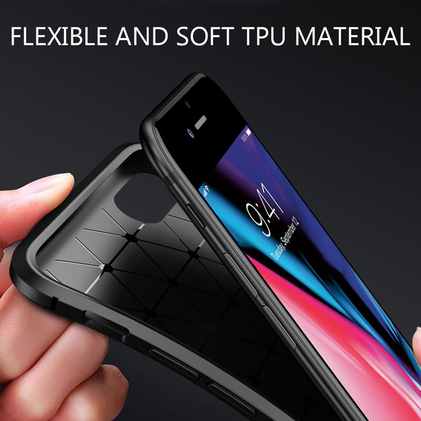 NALIA Silikonhülle für iPhone 7 Plus / 8 Plus – Rutschfest & Matt – VORTEX (Gebürstete Optik & Carbon Design) – Marke aus Berlin