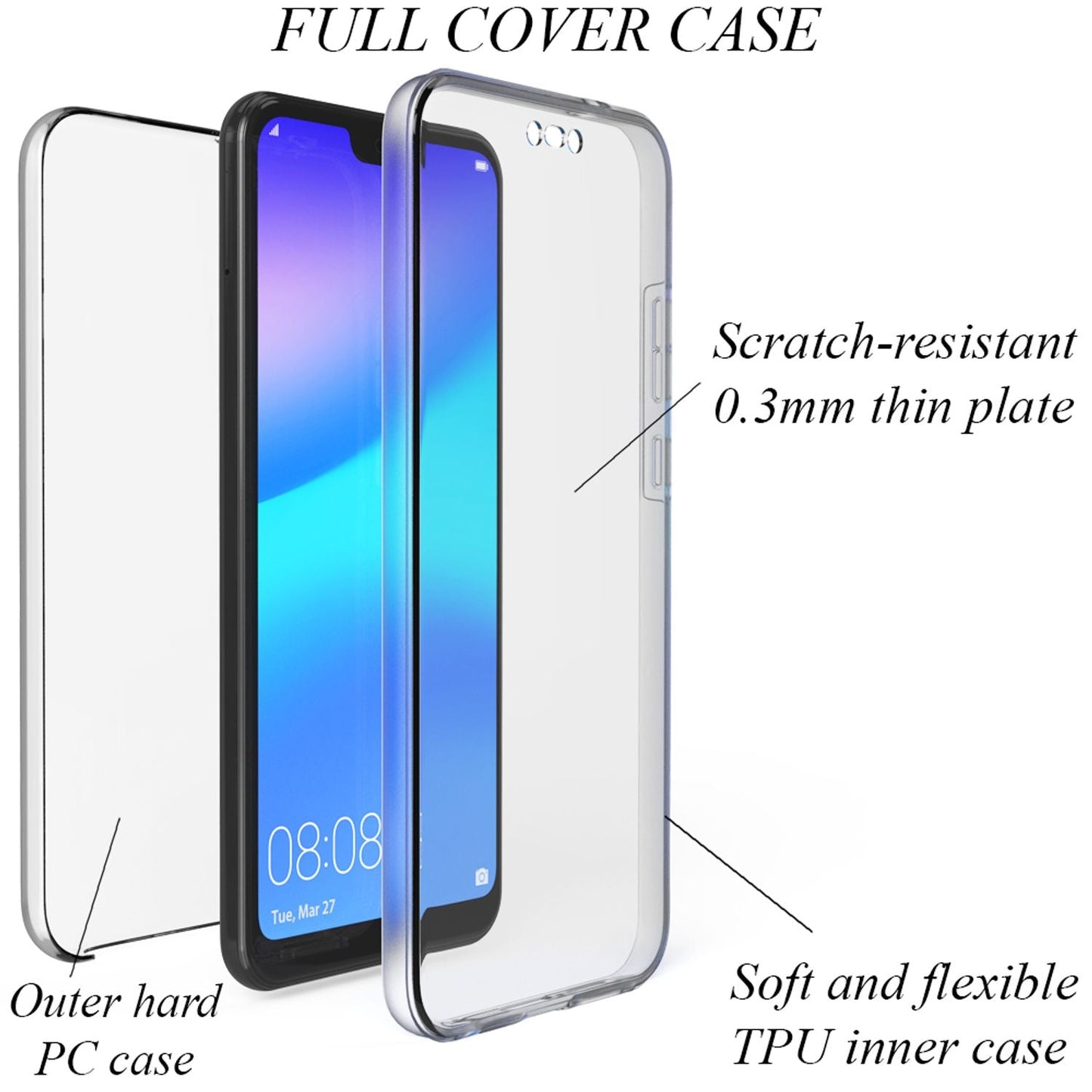 NALIA 360° Hülle für Huawei P20 – Vorne & Hinten Schutz – 360GUARD (Full-Body Case) – Marke aus Berlin