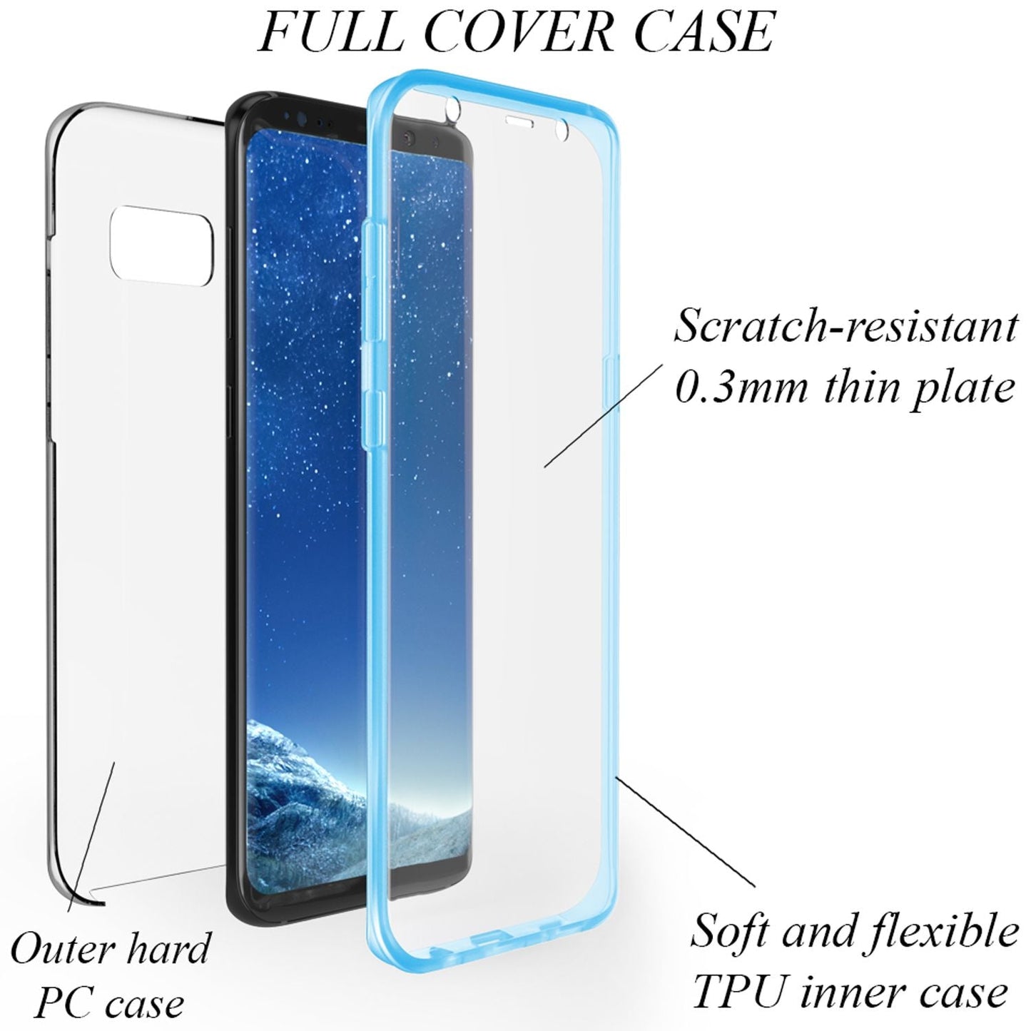 NALIA 360° Hülle für Samsung Galaxy S8 – Vorne & Hinten Schutz – 360GUARD (Full-Body Case) – Marke aus Berlin