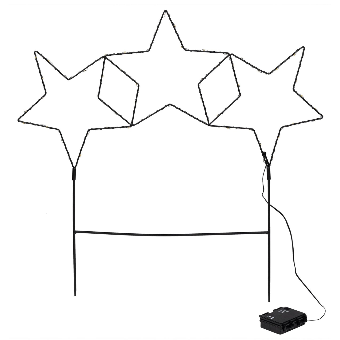 Gartenstecker Stern LED Weihnachtsbeleuchtung Batterie Timer warmweiß 60x60 cm