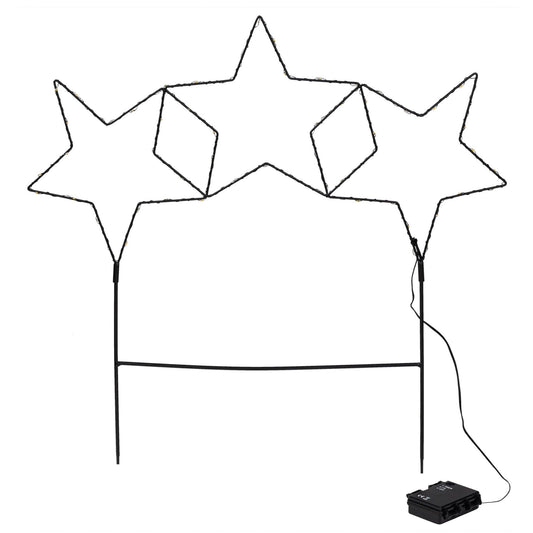 Gartenstecker Stern LED Weihnachtsbeleuchtung Batterie Timer warmweiß 60x60 cm