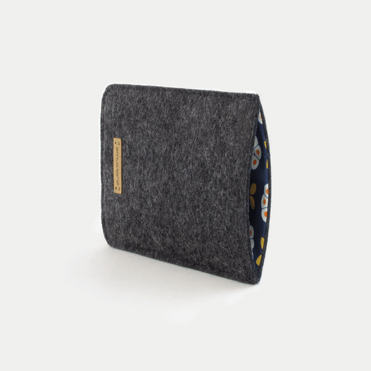 Handytasche für Rephone | aus Filz und Bio-Baumwolle | anthrazit - bloom | Modell "LET"