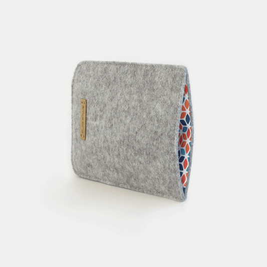 Handytasche für iPhone 12 | aus Filz und Bio-Baumwolle | hellgrau - colorful | Modell "LET"
