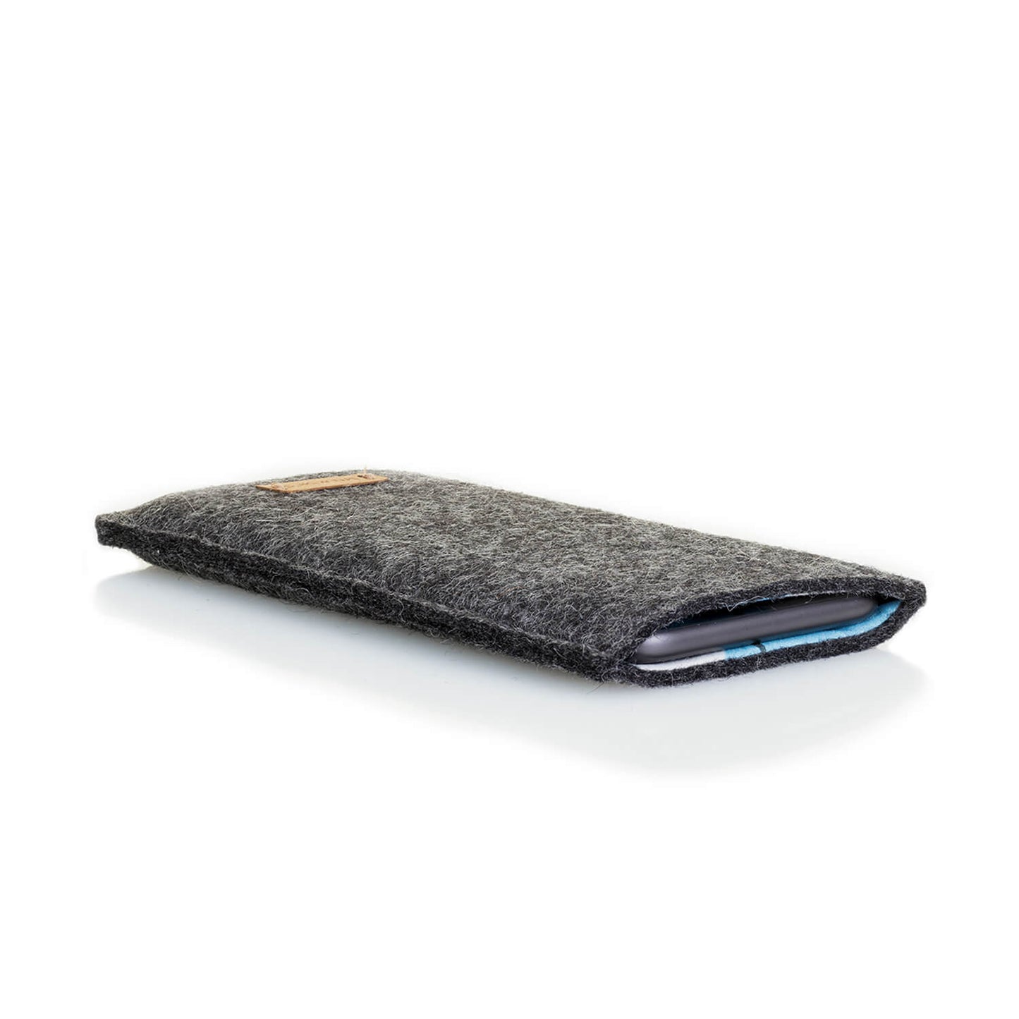 Handytasche für iPhone 11 | aus Filz und Bio-Baumwolle | anthrazit - shapes | Modell "LET"