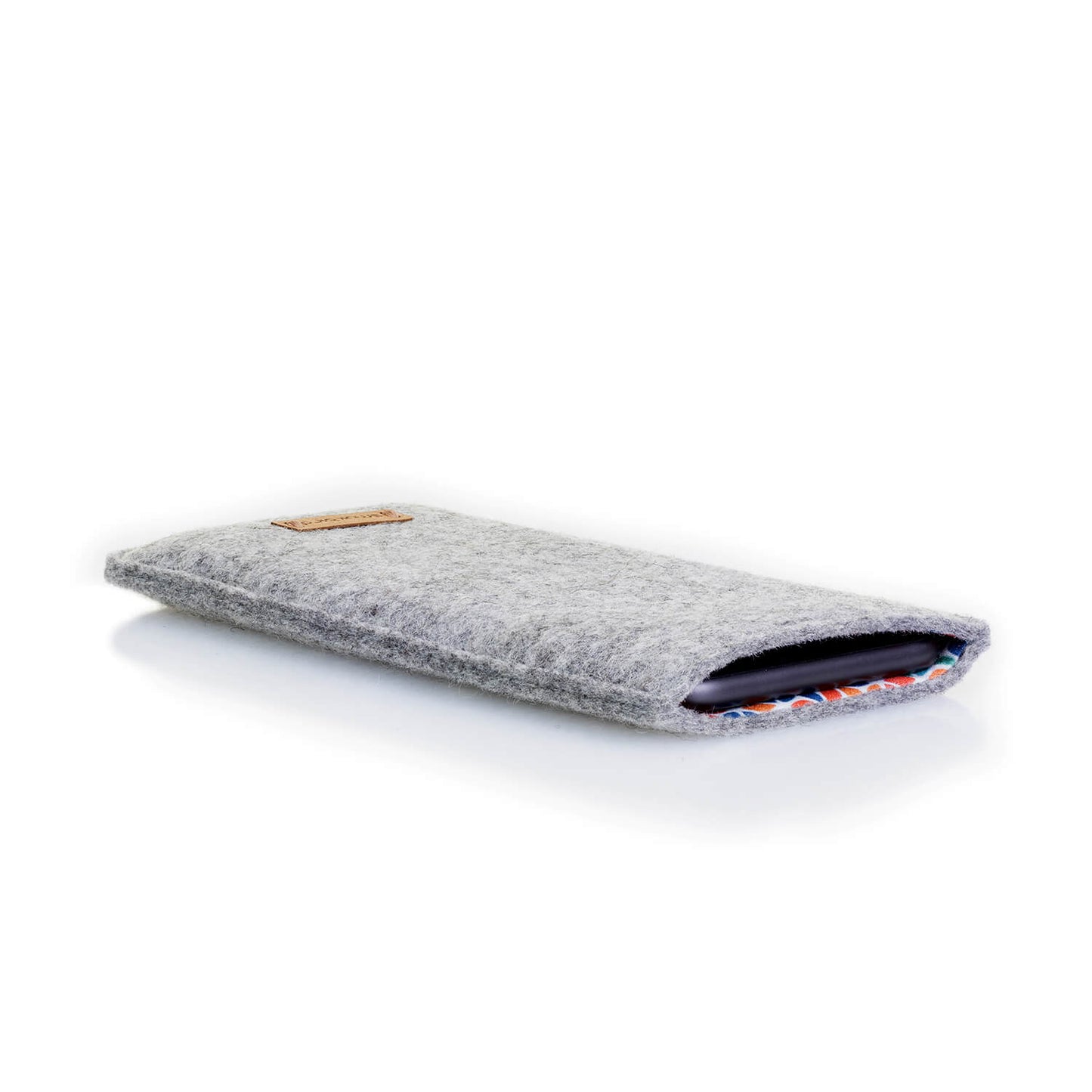 Cell phone case for Samsung Galaxy M53 | made of felt and organic cotton | light grey - stripes | model "LET"