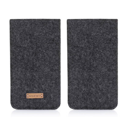 Handytasche für OnePlus 9 Pro | aus Filz und Bio-Baumwolle | anthrazit - bloom | Modell "LET"