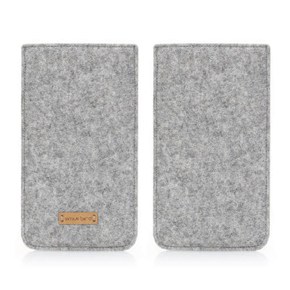 Handytasche für iPhone 12 | aus Filz und Bio-Baumwolle | hellgrau - colorful | Modell "LET"