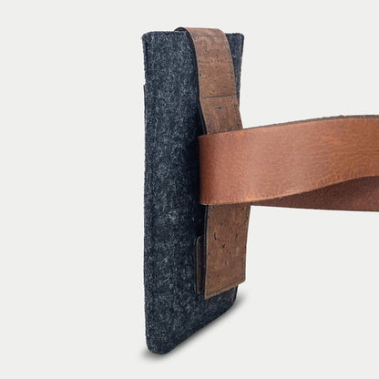 Cell Phone Belt Case for iPhone XR | with magnetic closure and card slot | anthracite | Model CLIP