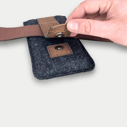 Cell Phone Belt Case for Samsung Galaxy A52 | with magnetic closure and card slot | anthracite | Model CLIP