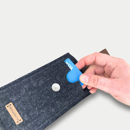 Handy Gürteltasche für iPhone 13 mini | mit Magnetverschluss und Kartenfach | anthrazit | Modell CLIP