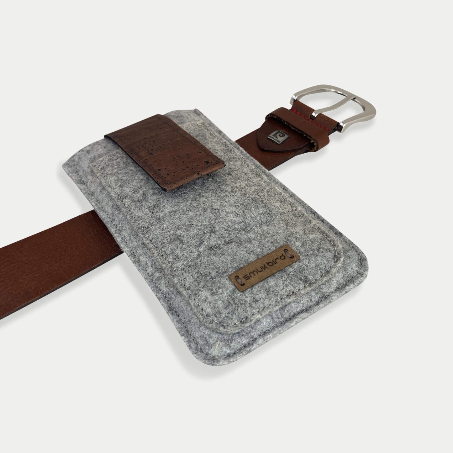 Cell phone belt case for iPhone 13 mini | with magnetic closure and card slot | light gray | CLIP model