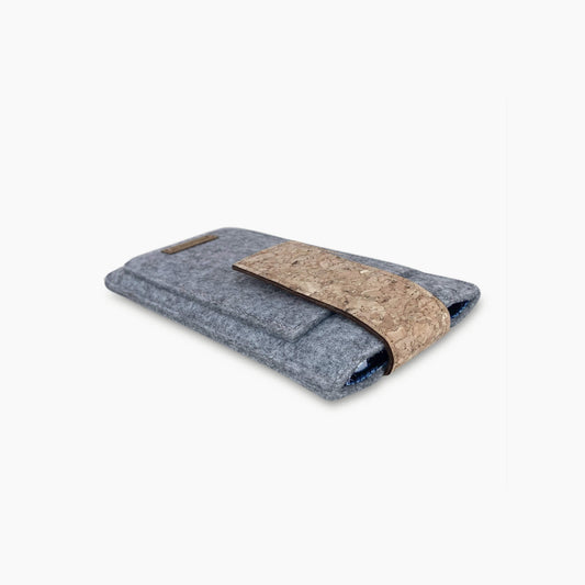 Mobile phone case for Fairphone 5 | with magnetic closure and extra compartment | light gray - Tracks | Model HAKA