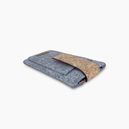 Handytasche für iPhone 13 mini | mit Magnetverschluss und extra Fach | hellgrau - Colorful | Modell HAKA