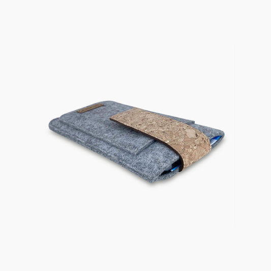 Handytasche iPhone 16 Pro Max | Magnetverschluss & Fach | hellgrau - Shapes | HAKA