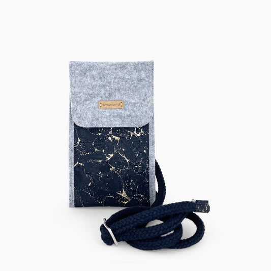 iPhone 16 Pro Max shoulder bag | Felt &amp; cotton | light gray - black | KEDJA deluxe