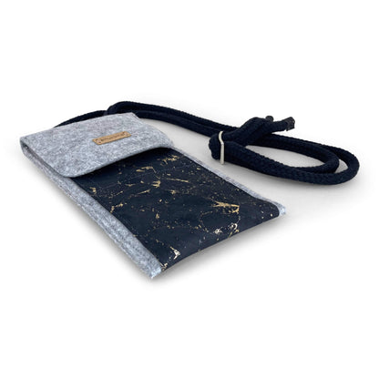 iPhone 16 Pro Max shoulder bag | Felt &amp; cotton | light gray - black | KEDJA deluxe
